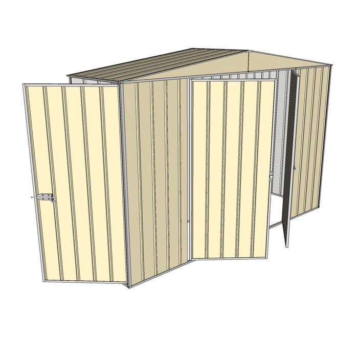 Build-a-Shed 3.0 x 0.8 x 2.3m Gable Single Hinged Side Door Shed - Cream