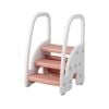 Costway 3-step Stool Kidren Learning Toilet Potty Training Helper Kid Standing Tower Kitchen Bathroom Pink