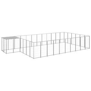 vidaXL Dog Kennel Silver 19.36 m² Steel Outdoor Puppy Enclosure Dog Cage House
