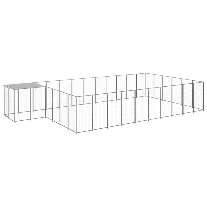 vidaXL Dog Kennel Silver 19.36 m² Steel Outdoor Puppy Enclosure Dog Cage House