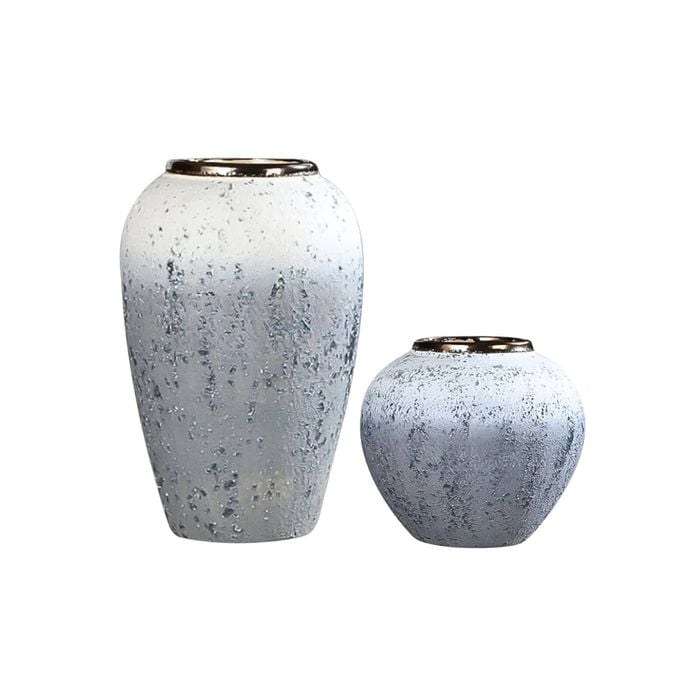SOGA Home & Living Bundle – White & Grey Ceramic Flower Vases for Elegant Living Room Decor