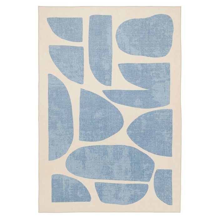 Loopsie-290cm X 190cm-noho Blue Printed Washable Rug