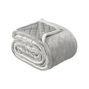 Mansfield 480gsm Sherpa Blanket Aluminium - Queen/King Bed