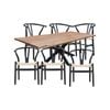 Lantana 7pc 210cm Dining Table 6 Black Wishbone Chair Set Live Edge Acacia Wood
