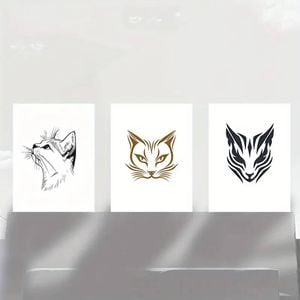 3pcs Cat Themed Decorative Gold & Black Print 100% Australian Made 3 x 40x60cm (Metal Print)