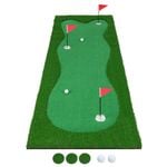 Costway 3m Putting Green Mat Golf Practice Training Pad w/3 Hole/Flag/Cup/2 Ball