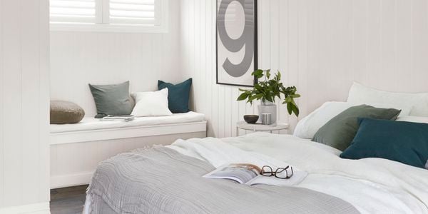 bedroom with white walls 