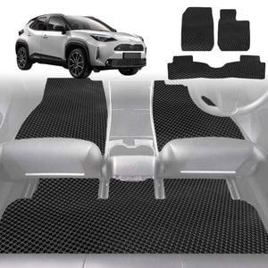 6D Diamond Car Floor Mats for Toyota Yaris Cross 2020-Current-Full Set-Black-Outback GT