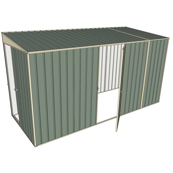 Build-a-Shed 1.5 x 3.7 x 2m Sliding Door Tunnel Shed with Hinged Side Door - Green