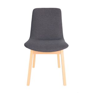 SK Designer Living | Cozy Upholstered Dining Chair | Natural Legs - Grey Fabric