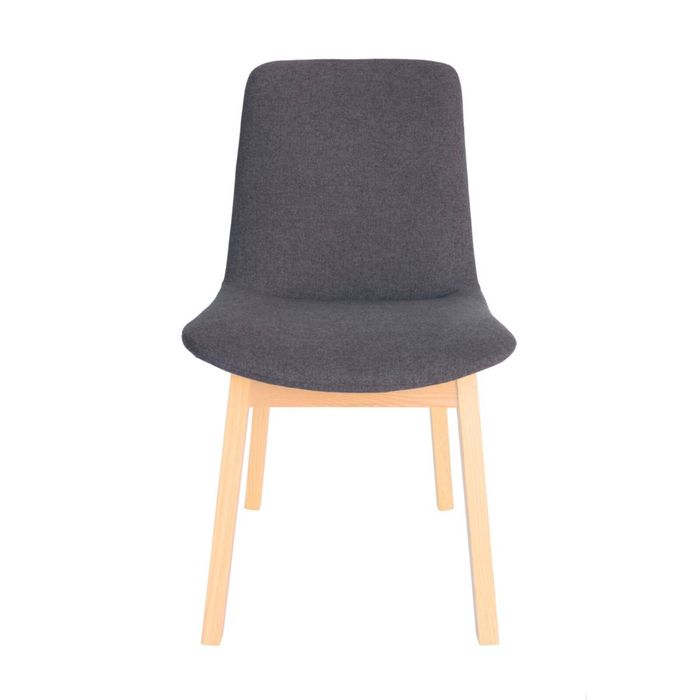 SK Designer Living | Cozy Upholstered Dining Chair | Natural Legs - Grey Fabric