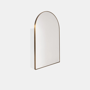 Future Glass Aria Arch Mirror Cabinet 860 x 560mm - Antique Brass (Single Door)