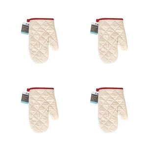 4x TopChef Mini Cotton Oven/Kitchen Mitt 1224x16.5cm - Beige Assorted