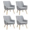 Oikiture 4x Armchair Lounge Chair Linen Accent Armchairs Tub Chairs Sofa Grey
