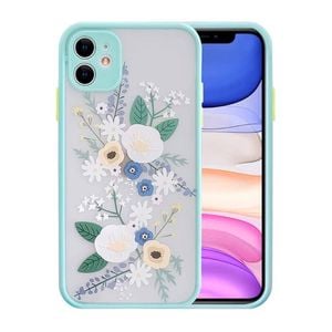 Flower Pattern Case Silicone Cover - For Apple iPhone XR (Green)