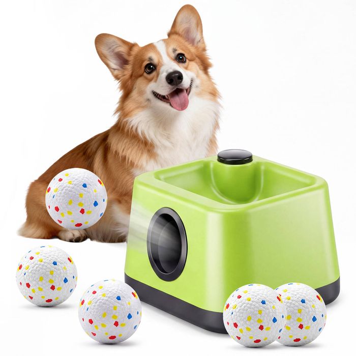 Advwin Dog Ball Launcher 6 ETPU Balls Remote Rechargeable Adjustable Distance 6/9/12m