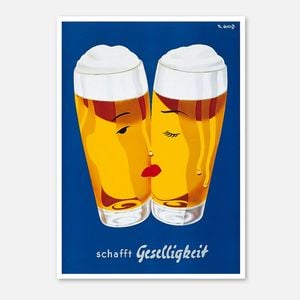 Galrie Schafft Geselligkeit Beer Poster - Classic Vintage Advertising Art Print, Poster Only, A3 30 x 42cm (12 x 16inch)