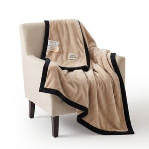 Soga 230x200cm Biege Flannel Polyester Throw Blanket