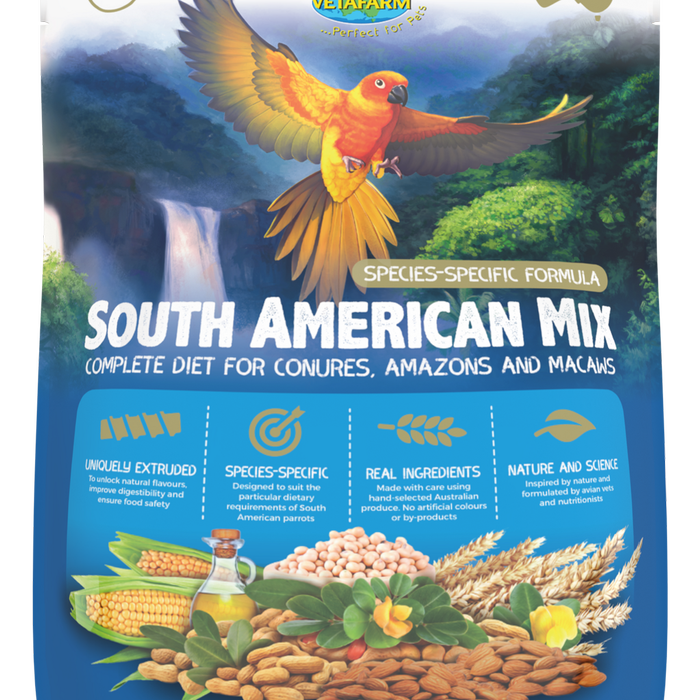 Vetafarm South American Mix Complete Diet for Conures Amazons & Macaws 10kg