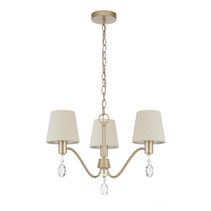 Telbix Malvern Vintage Pendant Hanging Lamp Light Metal Crystal Fabric Antique Silver Satin