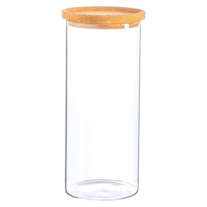 Argon Tableware Glass Storage Jar - Cork Lid - 1.5 Litre - Modern Round Scandi Organisation Container Glass Jar