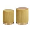La Bella Mustard 2 Set Side Table Storage Ottoman - Velvet Stool MIRA