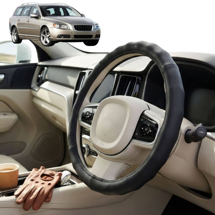 Australian Goose Steering Wheel Cover for Volvo V70 2007 - 2016 Circle Black