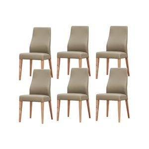 Rosemallow Dining Chair Set of 6 PU Leather Seat Solid Messmate Timber - Silver