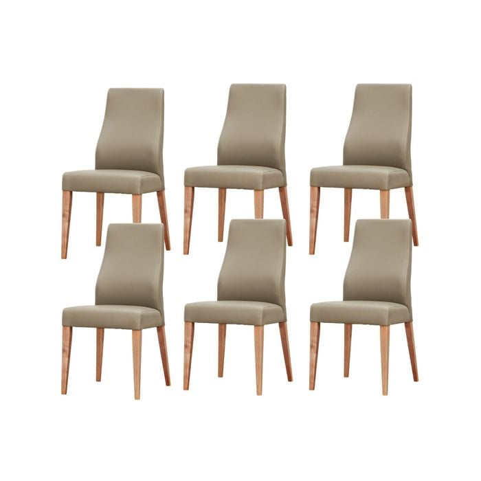 Rosemallow Dining Chair Set of 6 PU Leather Seat Solid Messmate Timber - Silver