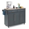 Costway Kitchen Island Trolley Rolling Serving Cart Buffet Cabinet Grey
