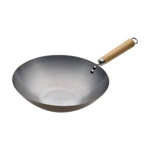 Pyrolux Wok Spun Carbon Steel With Long Wooden Handle 30cm