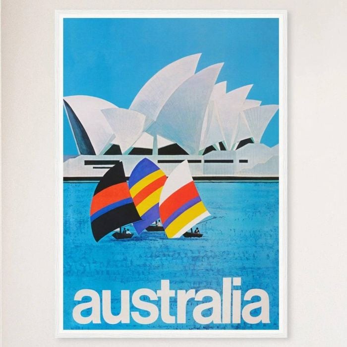 Galrie Sydney Harbour Vintage Travel Poster Retro Australian Wall Art Print Home Décor, White Frame, A0 84 x 119cm (33 x 47inch)