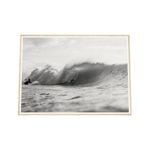 Galrie Stunning Black and White Surfing Photography - Surfing Big Break Art Print, Wood Frame, A0 84 x 119cm (33 x 47inch)