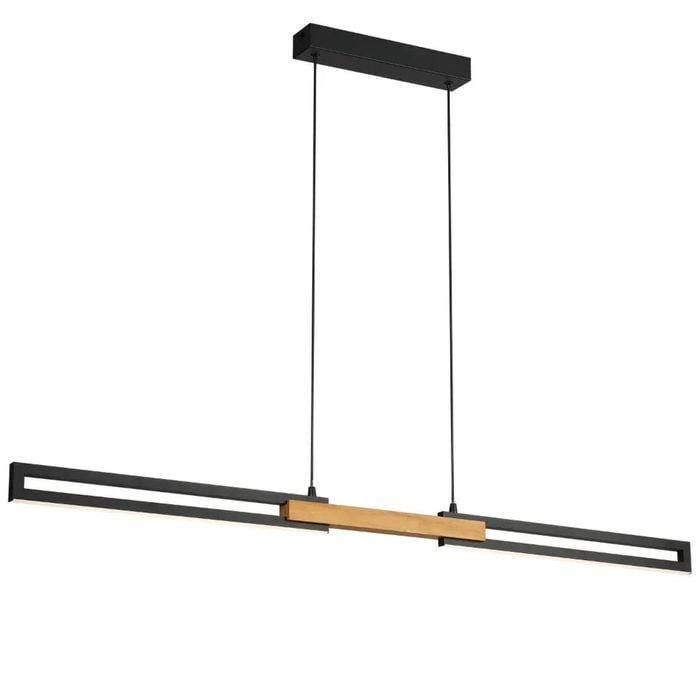 Telbix Thorin Contemporary Pendant Hanging Lamp Light Metal Wood Black Oak Sand