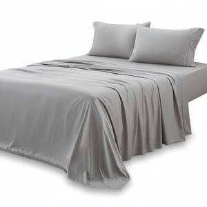 Double Bed Sheet Set 2000TC Bedding Sheets Pillowcases, Silver Gray