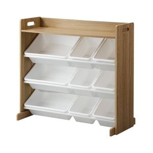 Oikiture Plastic 12 Bins Wooden Kids Toy Storage