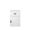 European Cabinetry White VJ Panel Half Moon Brass Handle Porto Bedside Table