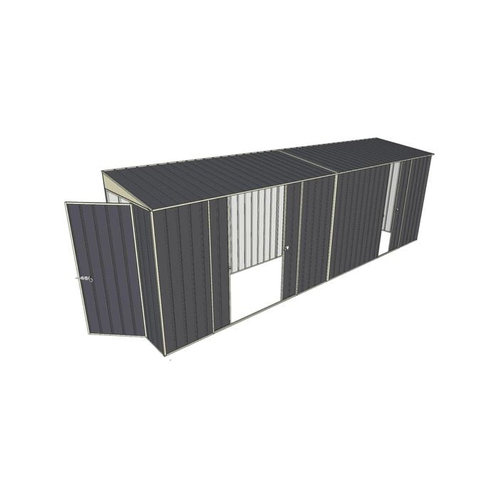 Build-A-Shed 1.2 x 6.0 x 2.0m Skillion Double with Single Sliding Side Doors Shed - Grey
