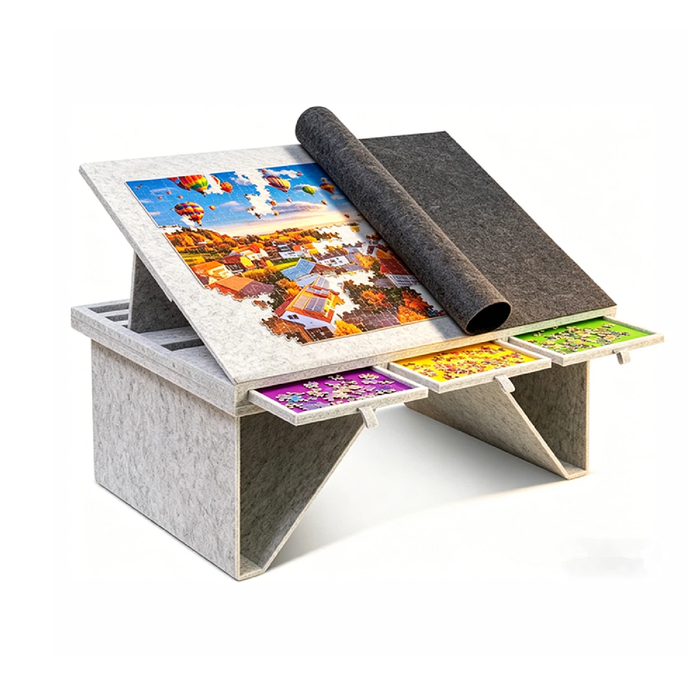Provecta 1500 Piece Jigsaw Puzzle Table with 4 Drawers Tilting Folding Felt Puzzle Board Cover