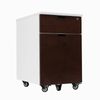 Desky 5 Wheel Anti Tilt Wooden Minimal Filing Cabinet Dark Walnut Finish - White Frame