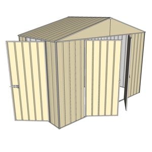 Build-a-Shed 3.0 x 1.5 x 2.3m Triple Hinge Door Narrow Shed - Cream