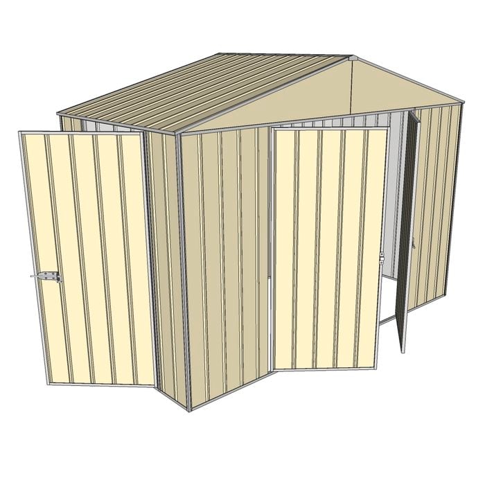 Build-a-Shed 3.0 x 1.5 x 2.3m Triple Hinge Door Narrow Shed - Cream
