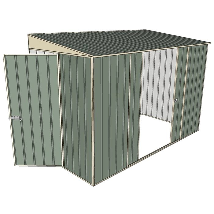 Build-a-Shed 1.5 x 3 x 2m Hinged Door Tunnel Shed with 2 Sliding Side Doors - Green