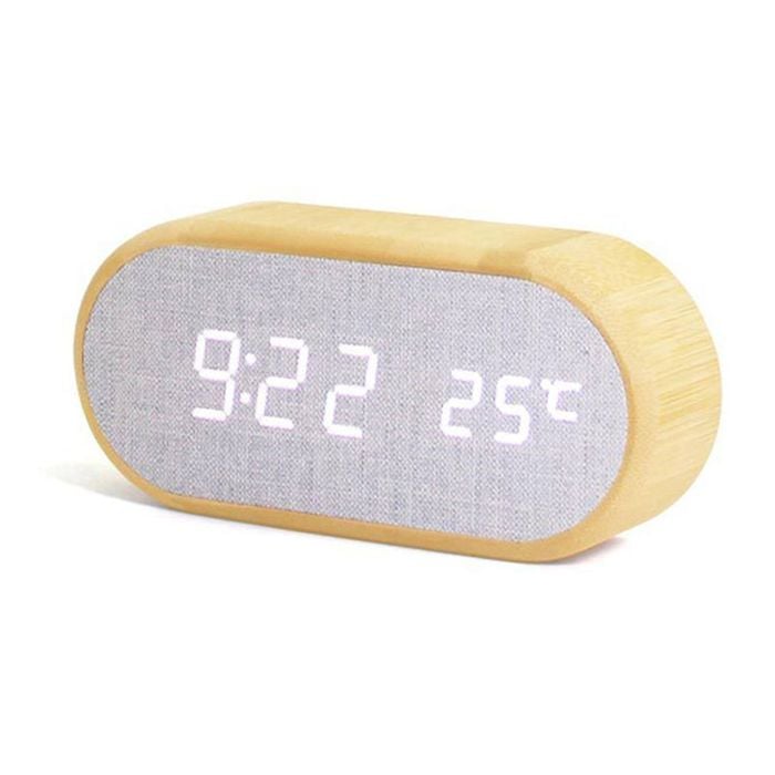 Catzon Wooden Digital Alarm Clock 3 Levels Brightness Plug In Clock
