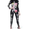 Skeleton Print Womens Sugar Skull Costume Jumpsuit - XSmall