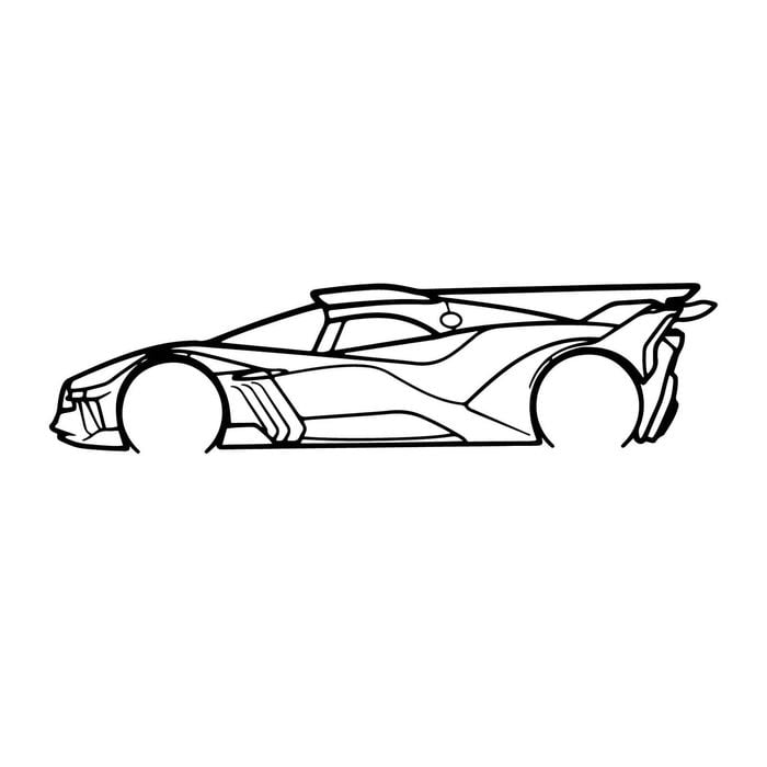 Ignite Laser Bugatti Bollide Silhouette Metal Wall Art Rustic Metal 47inch/120cm