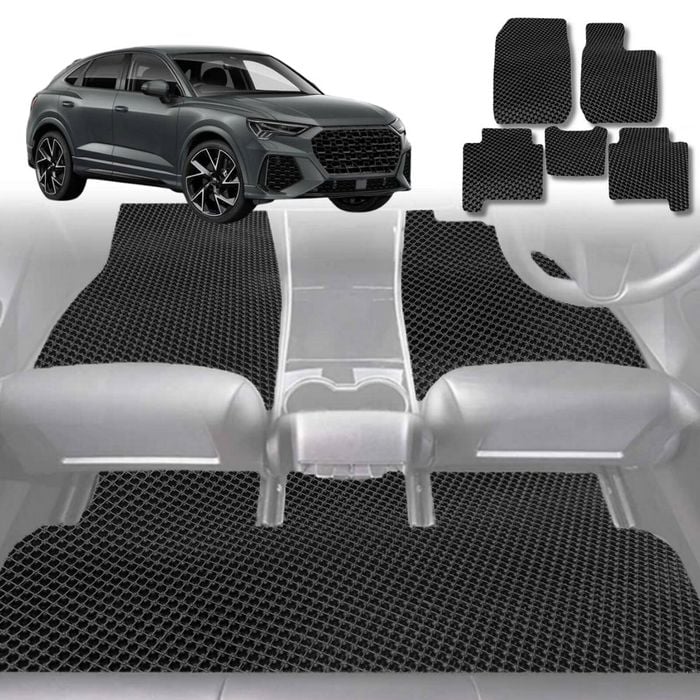 6D Diamond Car Floor Mats for Audi Q3 RSQ3 F32018-Current-Full Set-Black-Outback GT