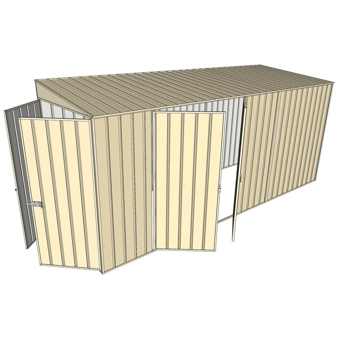 Build-a-Shed 1.5 x 4.5 x 2m Double Hinged Side Door Skillion Shed - Cream