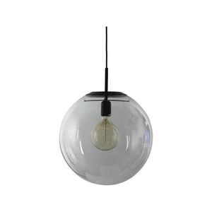 Oriel Lighting Newton Contemporary Clear Glass Pendant Light-Matt Black - Large 40cm