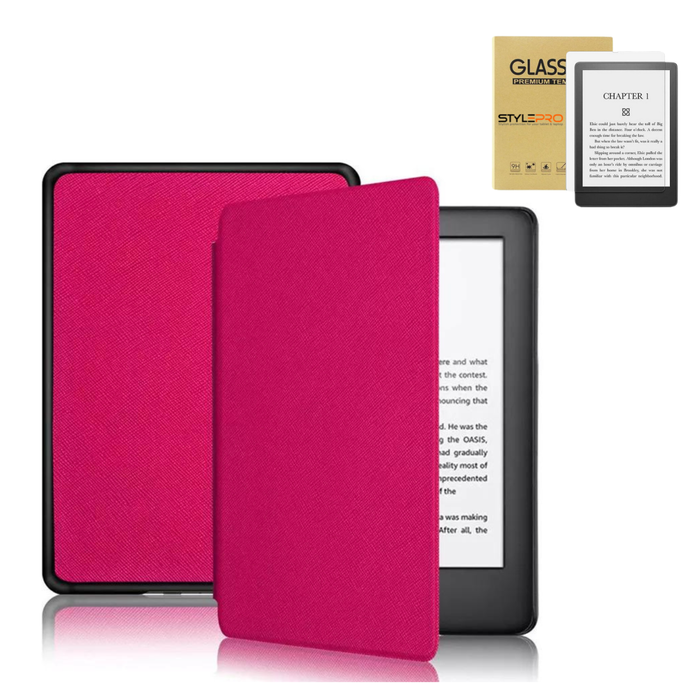 Stylepro Package, Kindle Slimfit Cover Plus Screen Protector For Kindle Paperwhite 7", Rose Red